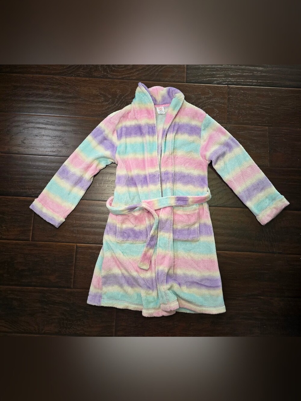 Wonder Nation Girls Striped Fleece Long Sleeve Robe Large